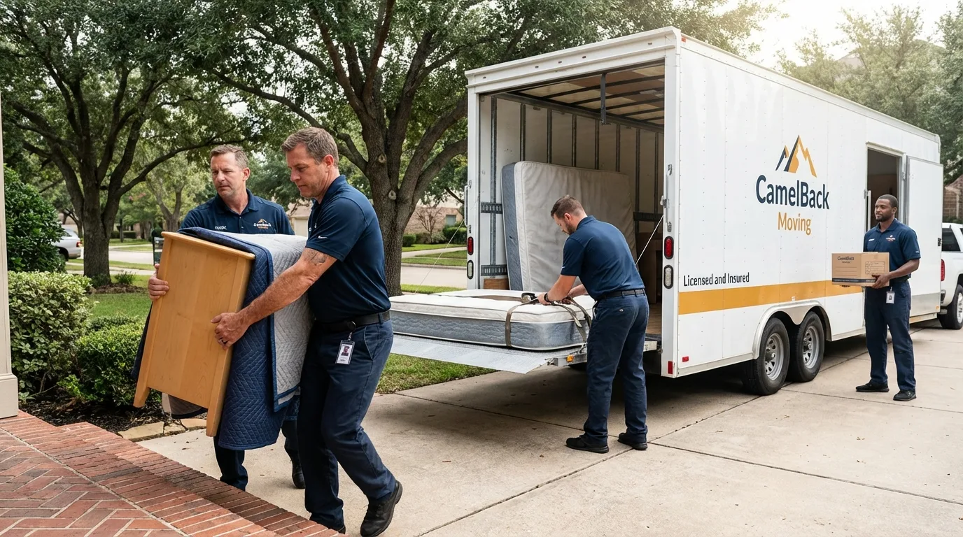 Crew loading residential truck for cross-state move from Malvern, IA